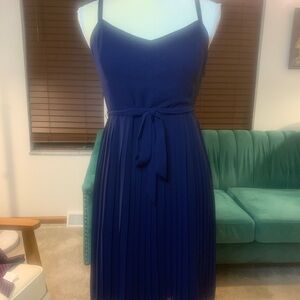 Modcloth Blue Spaghetti Strap Cocktail Midi Dress